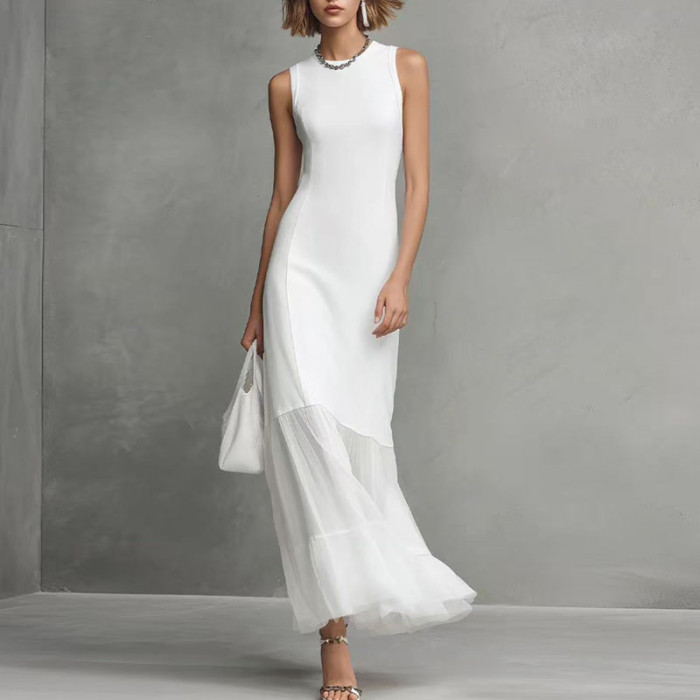 🪞Trendy Solid Bodycon Dress | Sleeveless Ruched O-Neck Dress for Party & Vacation