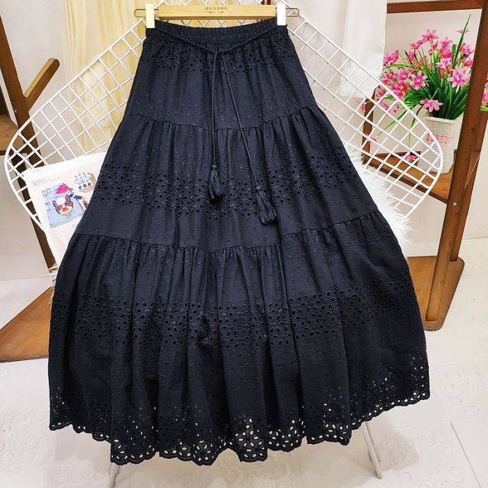 🧚Lace Spliced Solid Skirt | High Waist Loose Style for Holiday & Party