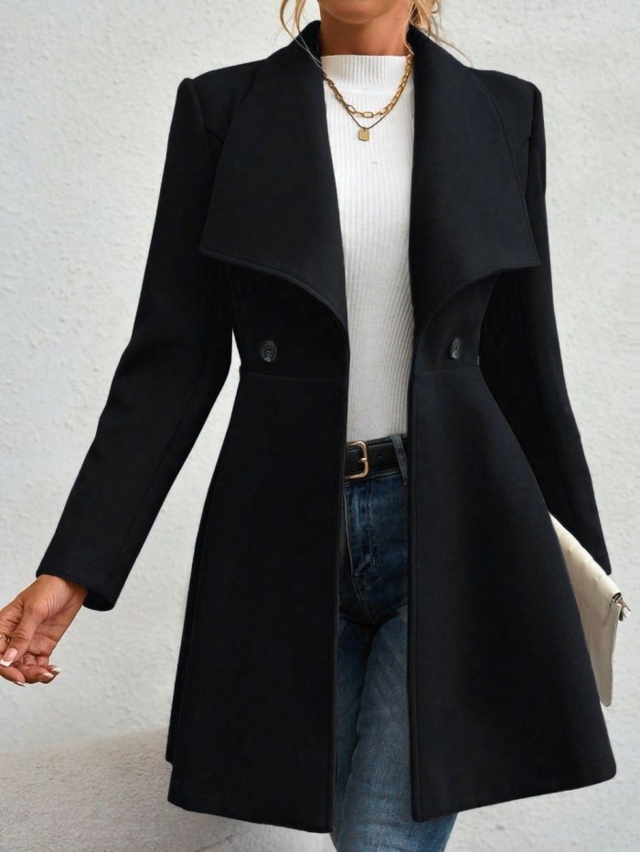 🔴Solid Color Lapel Coat | Long Sleeve Outerwear for Work & Gifting