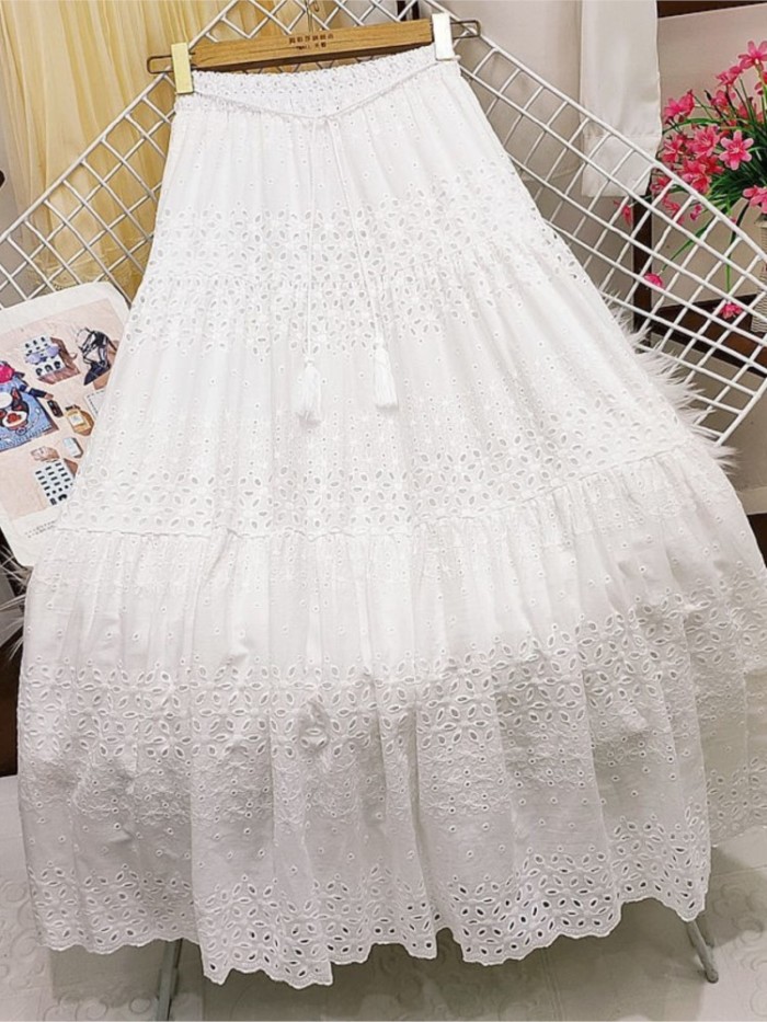 🧚Lace Spliced Solid Skirt | High Waist Loose Style for Holiday & Party