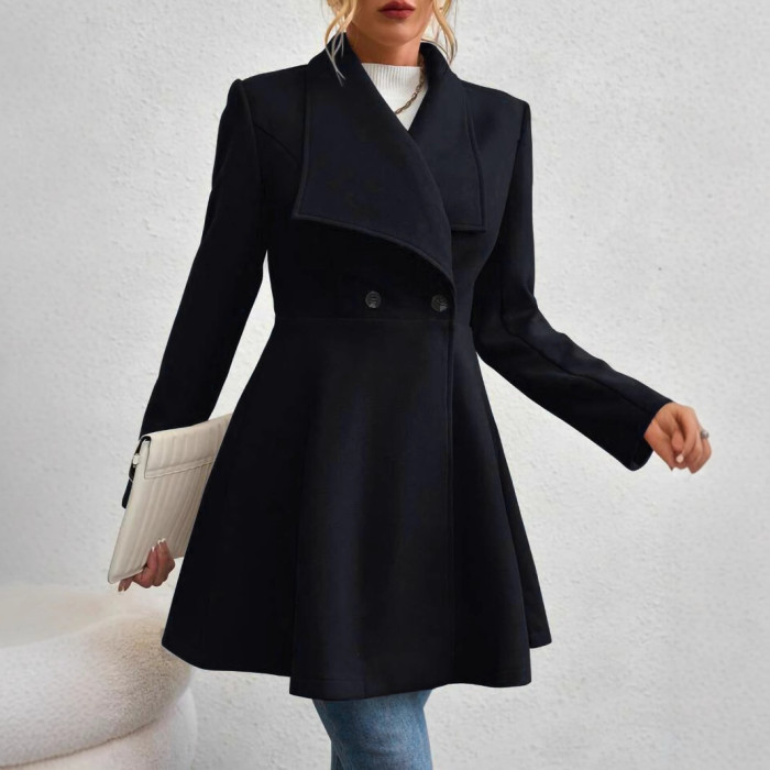 🔴Solid Color Lapel Coat | Long Sleeve Outerwear for Work & Gifting