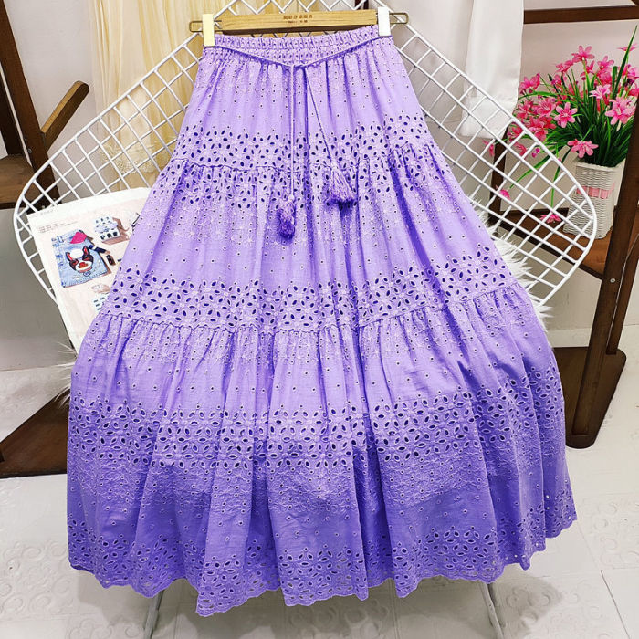 🧚Lace Spliced Solid Skirt | High Waist Loose Style for Holiday & Party