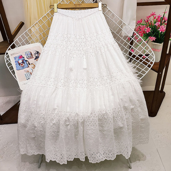 🧚Lace Spliced Solid Skirt | High Waist Loose Style for Holiday & Party