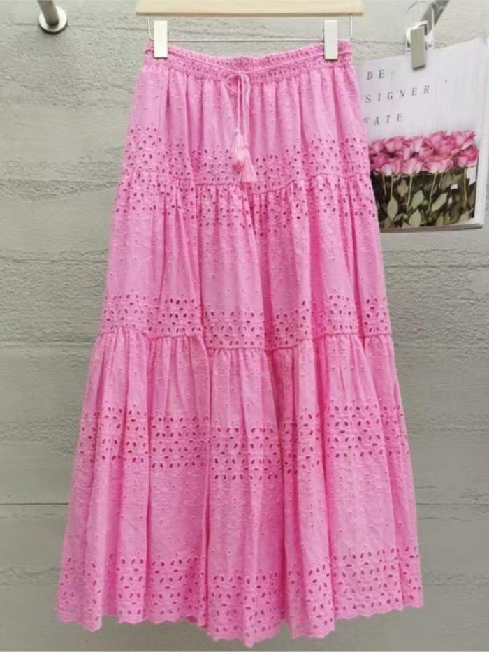 🧚Lace Spliced Solid Skirt | High Waist Loose Style for Holiday & Party
