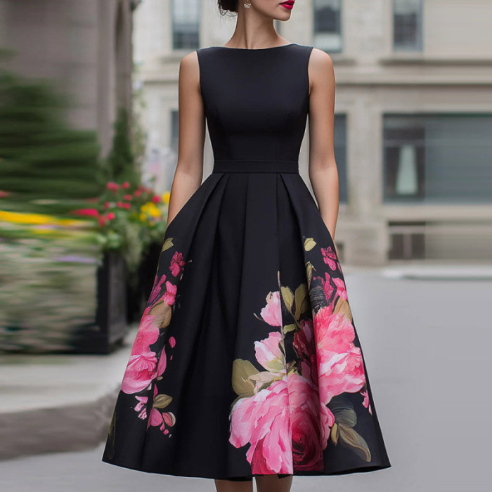🌼Sleeveless Floral Midi Dress | Ruffle Waist Spring & Summer Outfit