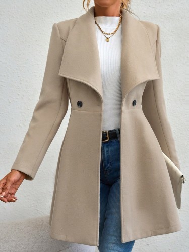 🔴Solid Color Lapel Coat | Long Sleeve Outerwear for Work & Gifting