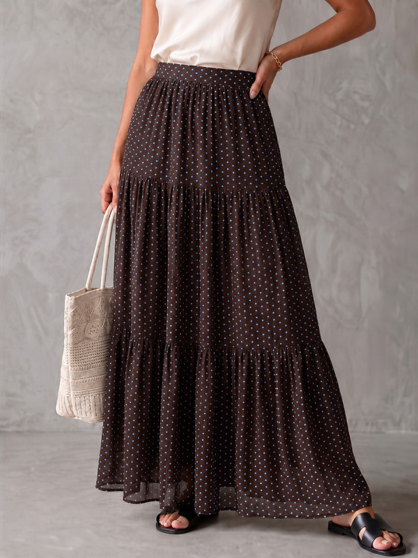 Polka Dot Contrast A-Line Skirt for Brunch and Daily Streetwear