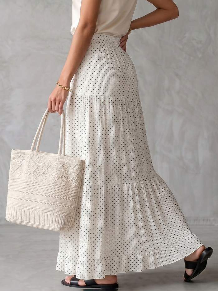 Polka Dot Contrast A-Line Skirt for Brunch and Daily Streetwear