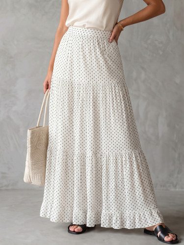 Polka Dot Contrast A-Line Skirt for Brunch and Daily Streetwear