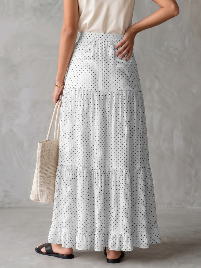 Polka Dot Contrast A-Line Skirt for Brunch and Daily Streetwear