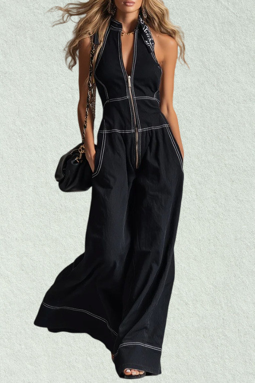 🤍Women Stand Collar Sleeveless Loose Jumpsuit for Commute & Daily Outings✨