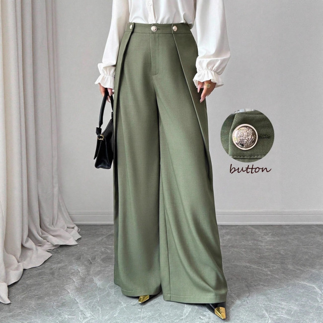 ✨Solid Wide Leg Trousers | Split-Joint Design Button Front High Waist Street Bottoms🌿
