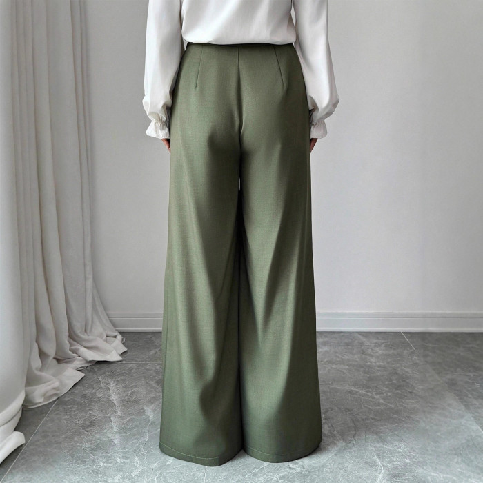 ✨Solid Wide Leg Trousers | Split-Joint Design Button Front High Waist Street Bottoms🌿