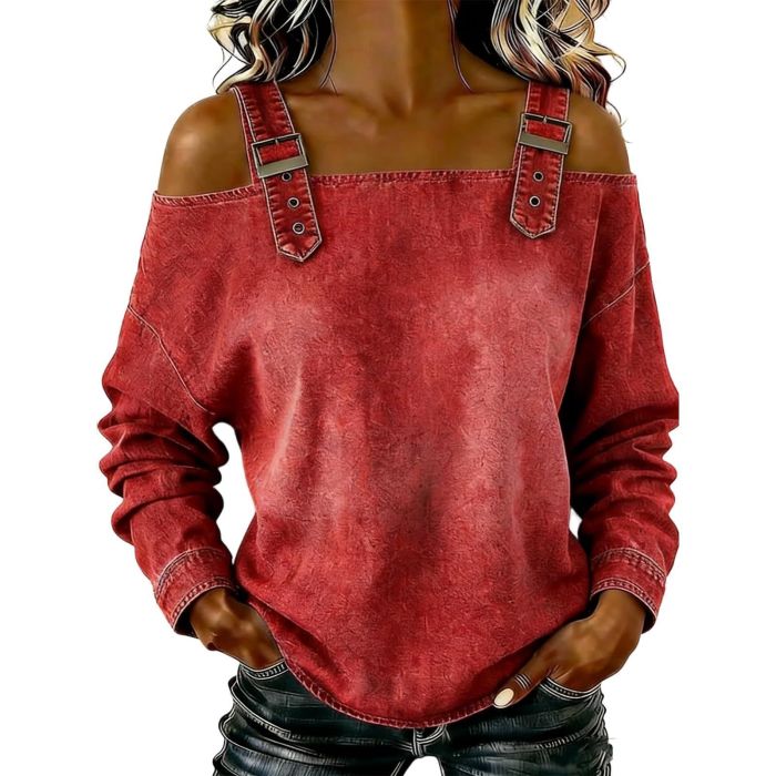 Off Shoulder Backless Denim Top for Streetwear and Casual Work Occasions