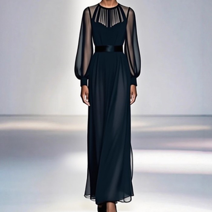 🌼Elegant Mesh Splicing Long Dress for Dinner & Weekend Event | Figure-Flattering Waist Design🤎