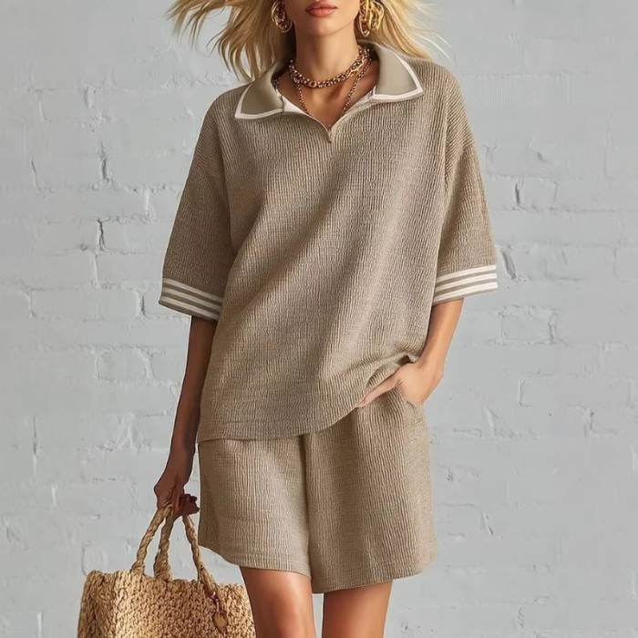 🍃Spring Summer Striped Knit Set | Seaside Trip & Shopping | Loose Elegant Two Piece Outfit