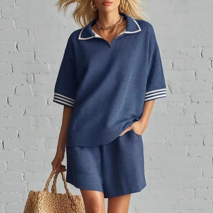 🍃Spring Summer Striped Knit Set | Seaside Trip & Shopping | Loose Elegant Two Piece Outfit