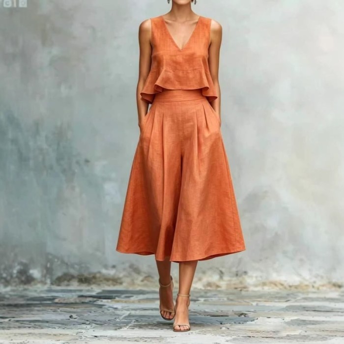 ✨Sleeveless Ruffle Matching Set for Brunch & City Stroll | Casual Summer Linen Skirt Suit🌿
