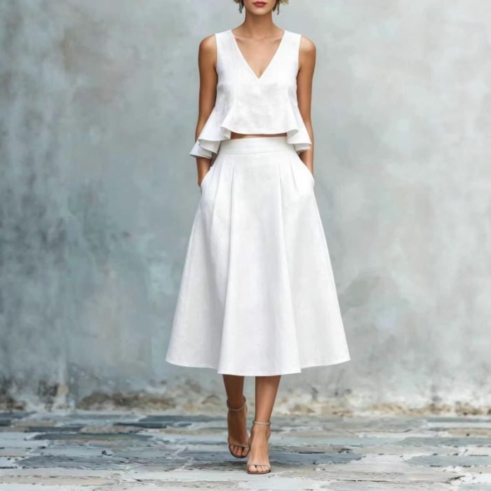 ✨Sleeveless Ruffle Matching Set for Brunch & City Stroll | Casual Summer Linen Skirt Suit🌿