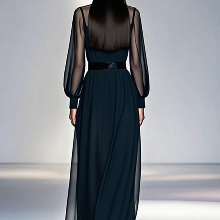 🌼Elegant Mesh Splicing Long Dress for Dinner & Weekend Event | Figure-Flattering Waist Design🤎