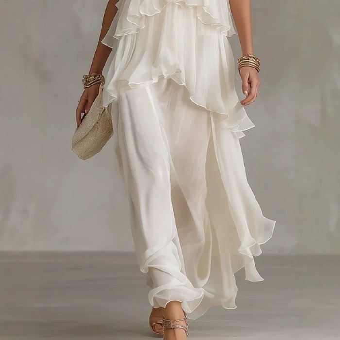 ✨Spaghetti Strap Chiffon Maxi Dress | Beach & Date Night | Ruffle Irregular Hem Sundress