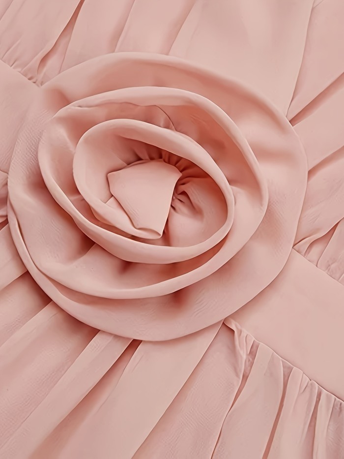 🤎Elegant Sleeveless Chiffon Maxi Dress for Wedding & Ceremony | Pleated Floral Waist Design✨