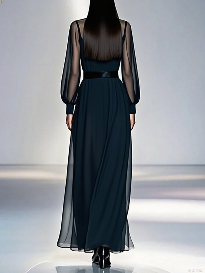 🌼Elegant Mesh Splicing Long Dress for Dinner & Weekend Event | Figure-Flattering Waist Design🤎