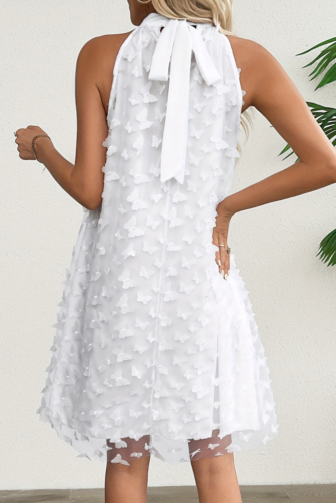 🌼Elegant French Halter Dress for Event & Brunch | Butterfly Decor Off Shoulder Loose Design🤎