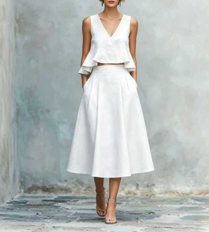 ✨Sleeveless Ruffle Matching Set for Brunch & City Stroll | Casual Summer Linen Skirt Suit🌿
