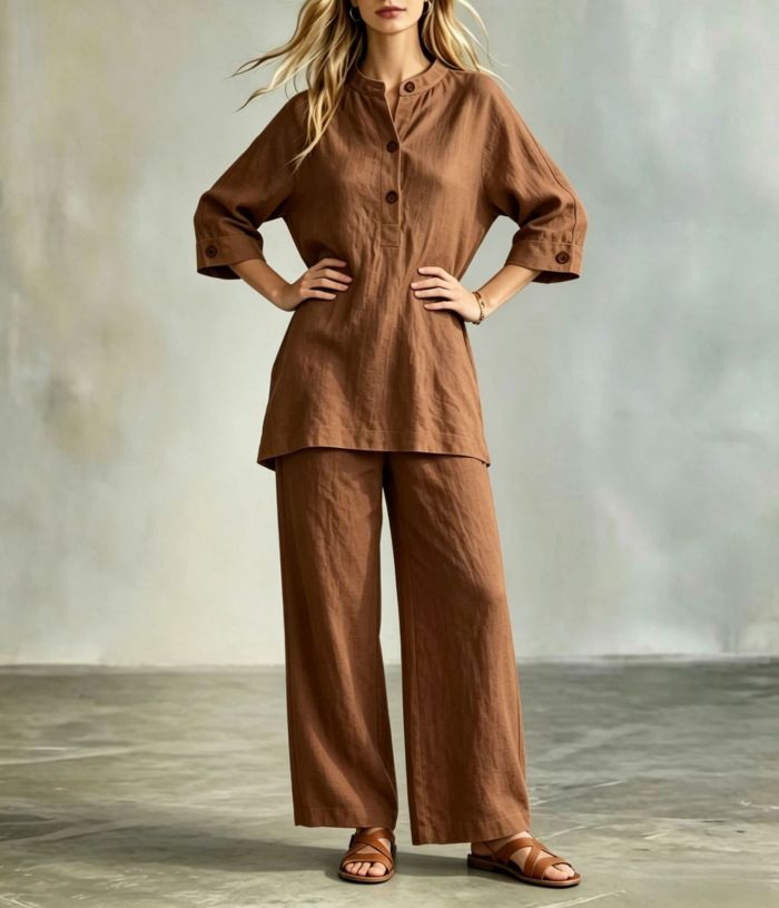 🪐Retro Loose Linen Co-ord | Date & Weekend Outing | Y2K Button Shirt Wide Leg Pants
