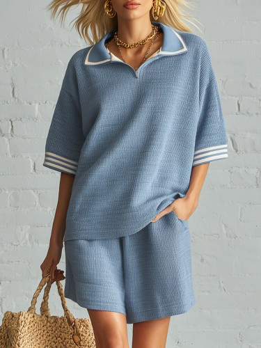 🍃Spring Summer Striped Knit Set | Seaside Trip & Shopping | Loose Elegant Two Piece Outfit