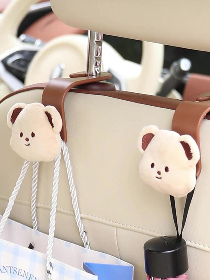 Cartoon Bear Auto Accessory Hook Holding Handbags Umbrellas for Short Errands and Carpool