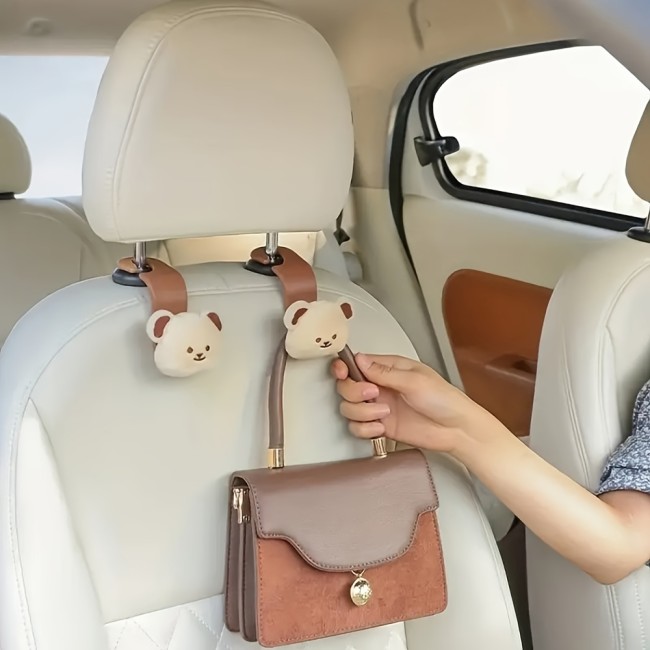 Cartoon Bear Auto Accessory Hook Holding Handbags Umbrellas for Short Errands and Carpool