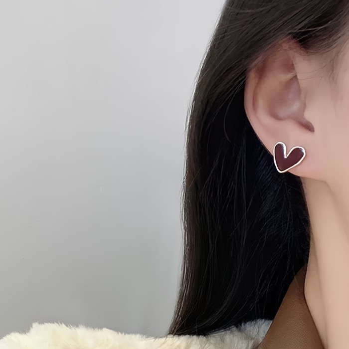Red Heart Stud Earrings for Daily Wear and Casual Weekend Outings