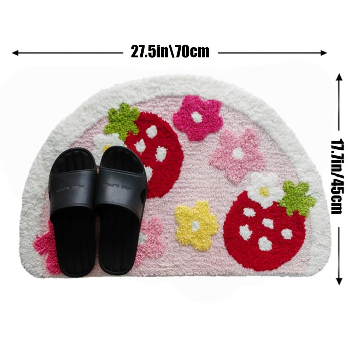 Cute Fruit Strawberry Plush Rug Multi-Scene Floor Mat for Indoor Household Use