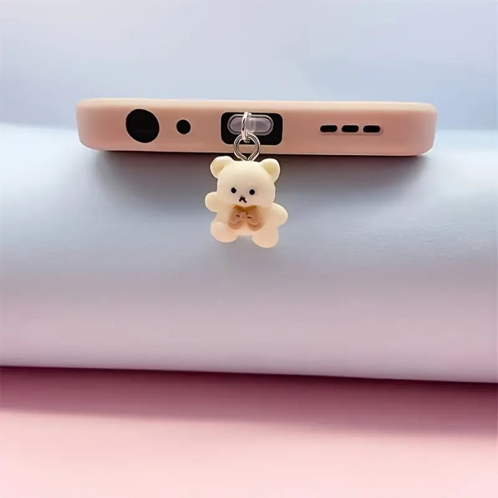 Cute Bear Universal Phone Dust Plug for Daily Use and Outdoor Travel