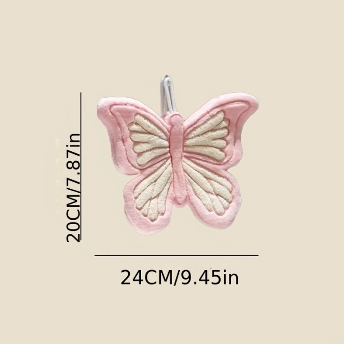 Butterfly Print Thick Coral Hand Towel Quick Dry With Hanging Loop For Daily Use