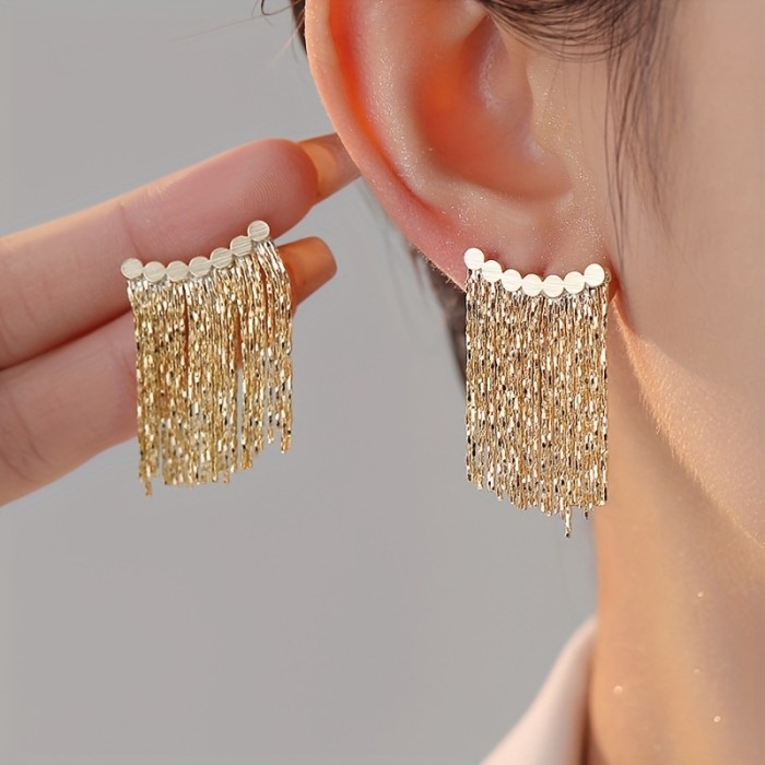 Minimalist Elegant Tassel Drop Earrings for Dating and Birthday Gatherings