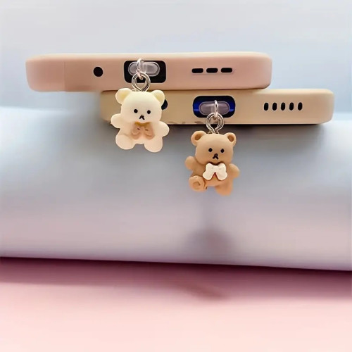 Cute Bear Universal Phone Dust Plug for Daily Use and Outdoor Travel