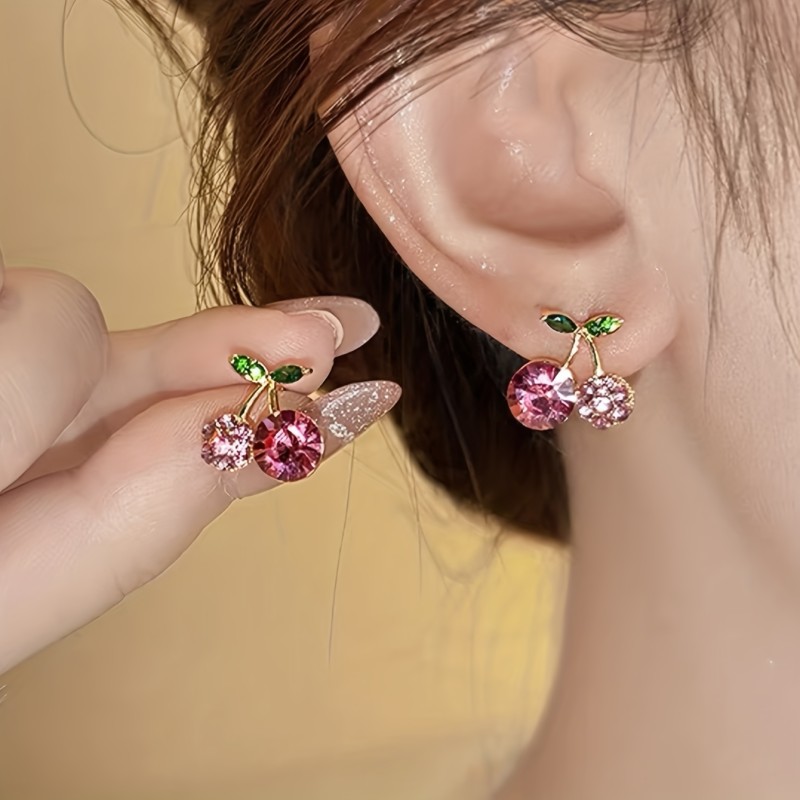 Pink Cherry Niche Earrings for Daily Wear and Casual Brunch