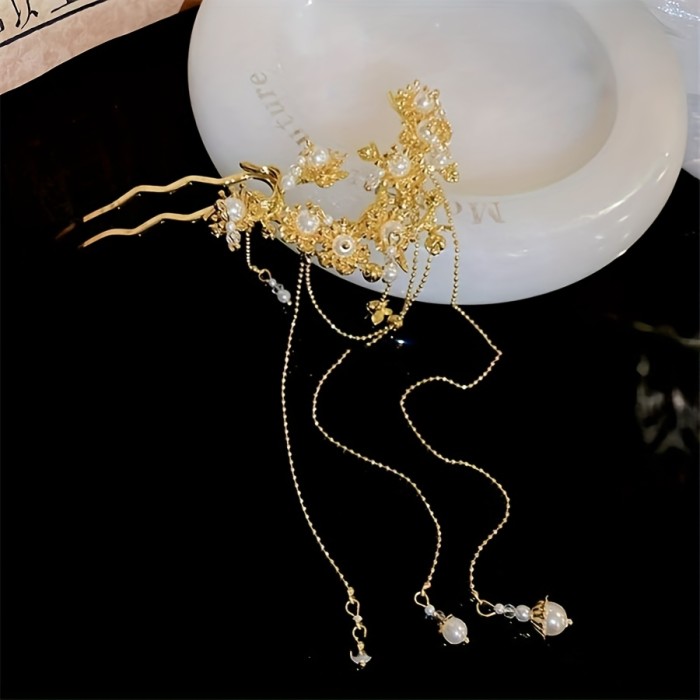 High-End Golden Plum Hairpin for Weekend Gatherings and Tea Events