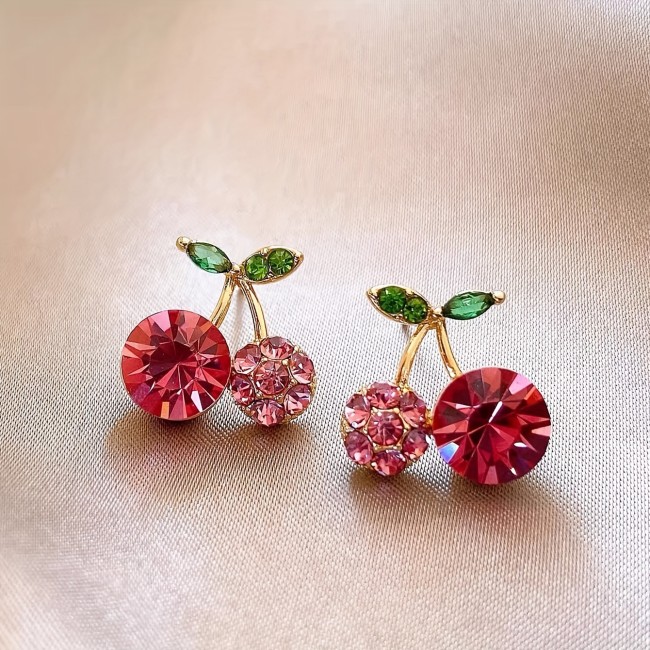 Pink Cherry Niche Earrings for Daily Wear and Casual Brunch