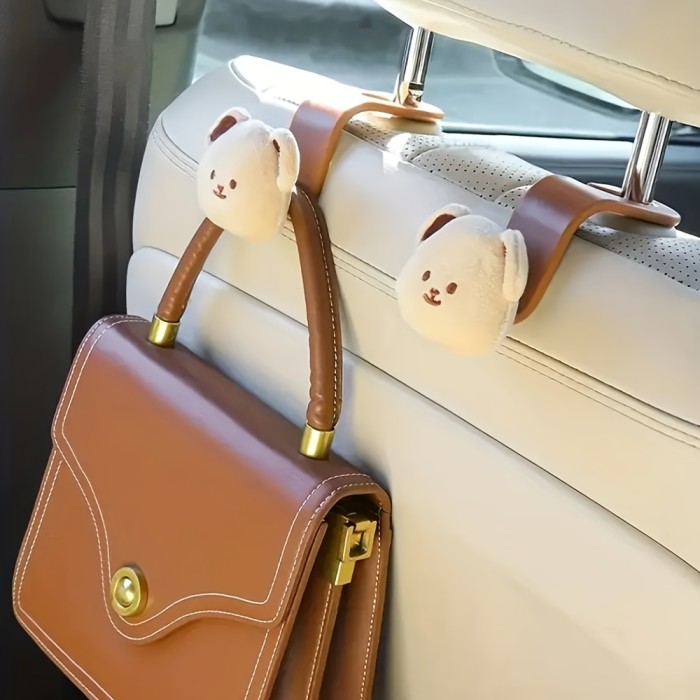 Cartoon Bear Auto Accessory Hook Holding Handbags Umbrellas for Short Errands and Carpool