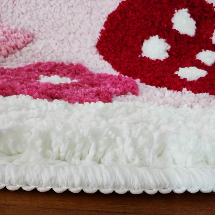 Cute Fruit Strawberry Plush Rug Multi-Scene Floor Mat for Indoor Household Use