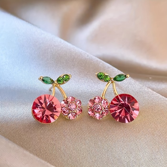 Pink Cherry Niche Earrings for Daily Wear and Casual Brunch