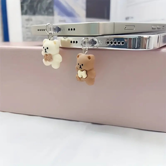Cute Bear Universal Phone Dust Plug for Daily Use and Outdoor Travel