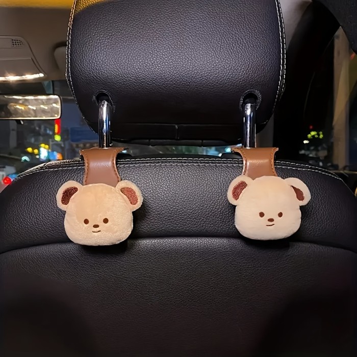 Cartoon Bear Auto Accessory Hook Holding Handbags Umbrellas for Short Errands and Carpool