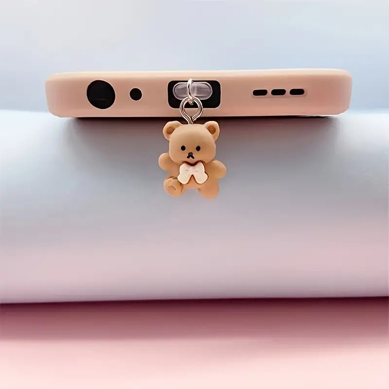 Cute Bear Universal Phone Dust Plug for Daily Use and Outdoor Travel