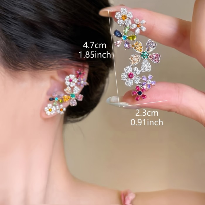 Integrated Floral Ear Cuff Earrings for Vacation and Party Nights