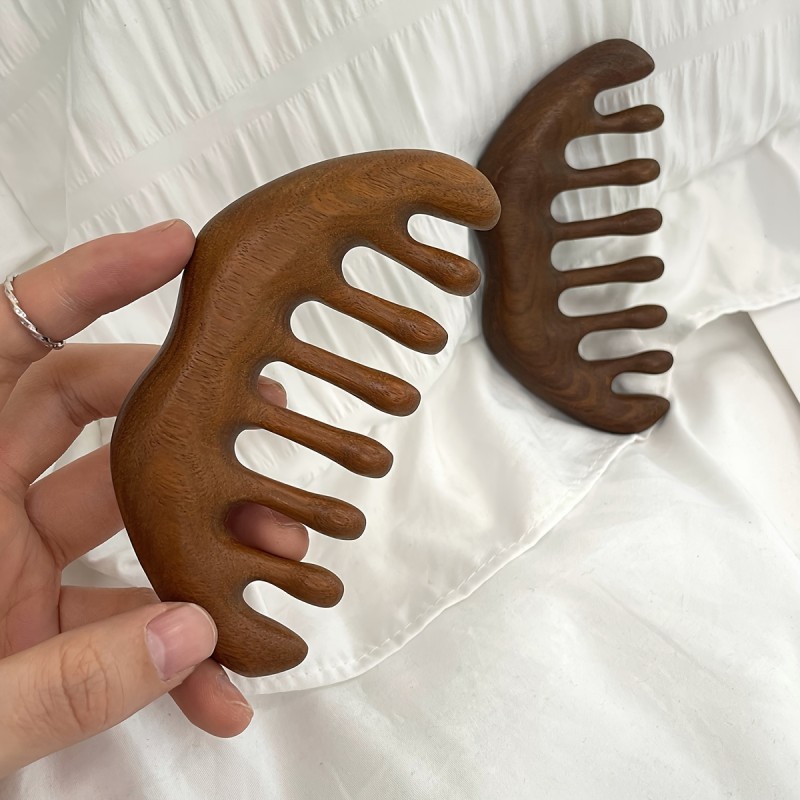 Natural Sandalwood Wide Tooth Massage Comb Anti Static Gua Sha Comb For All Hair Types